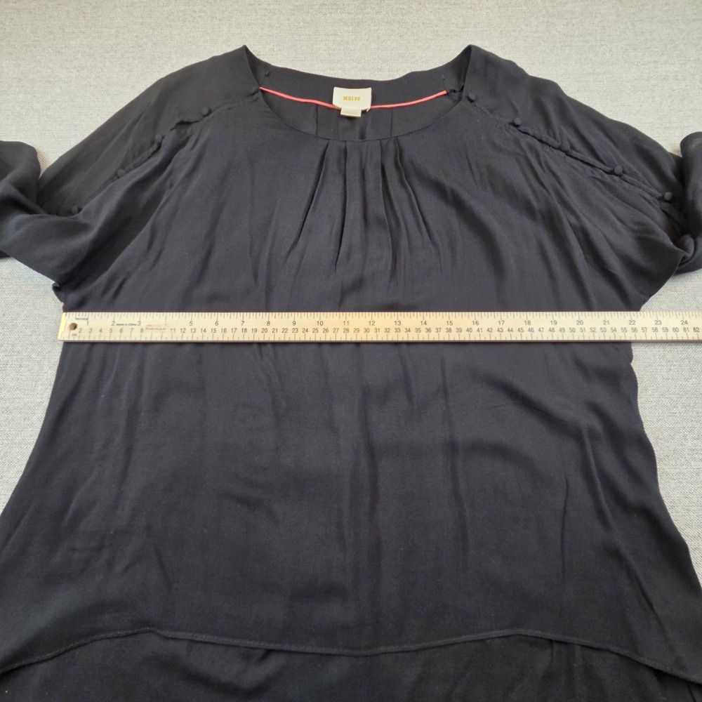 Maeve Anthropologie Black Blouse Women's Medium Modern Button Sleeve Lightweight - Picture 8 of 10